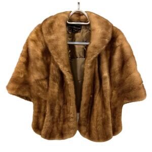Vintage Maas Brothers / Furs by Wilibel Real Mink Fur Capelet Shawl Jacket Wrap